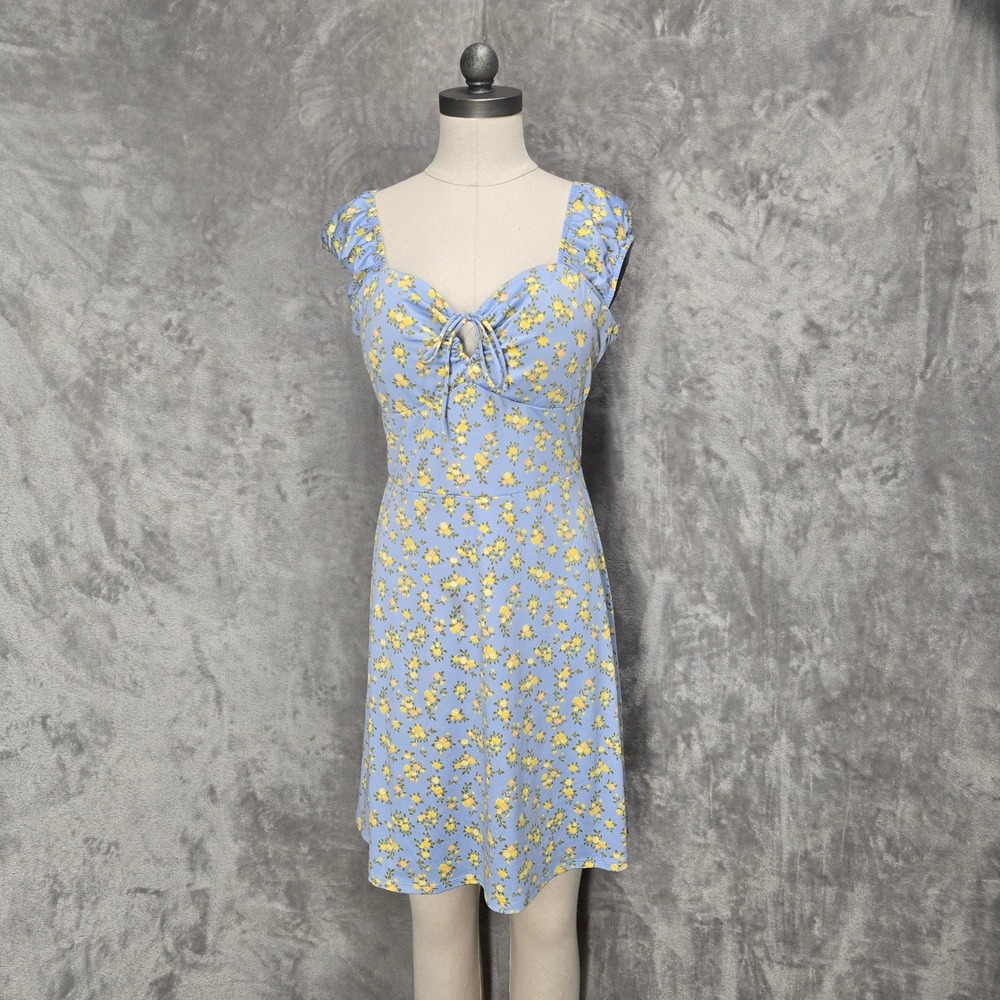 Derek Heart Dress Women L Floral Sweetheart Stretch Cottage Coquette Pastel Soft